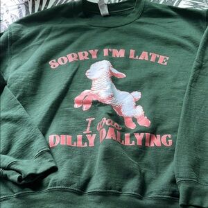 Gildan Green Sweatshirt with Pink Graphic